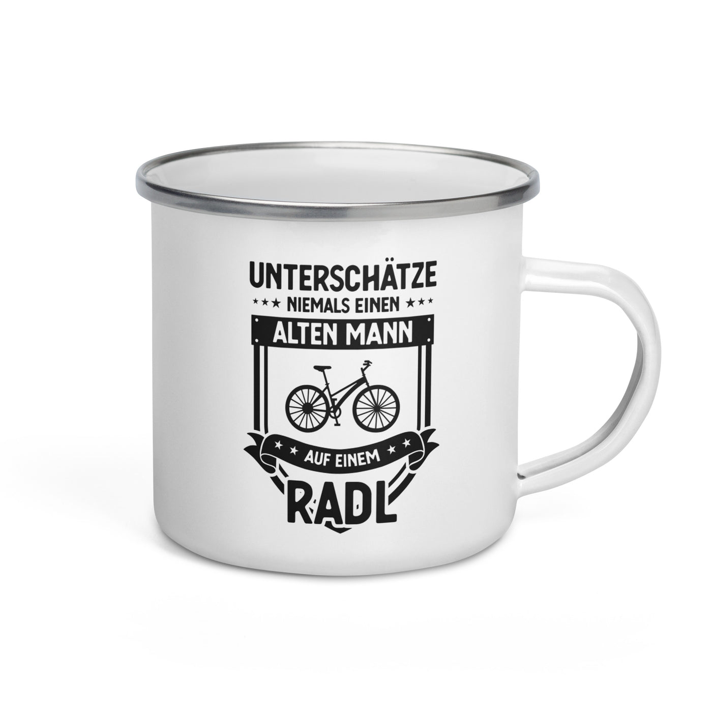 Unterschatze Niemals Einen Alten Mann Auf Einem Radl - Emaille Tasse fahrrad Default Title