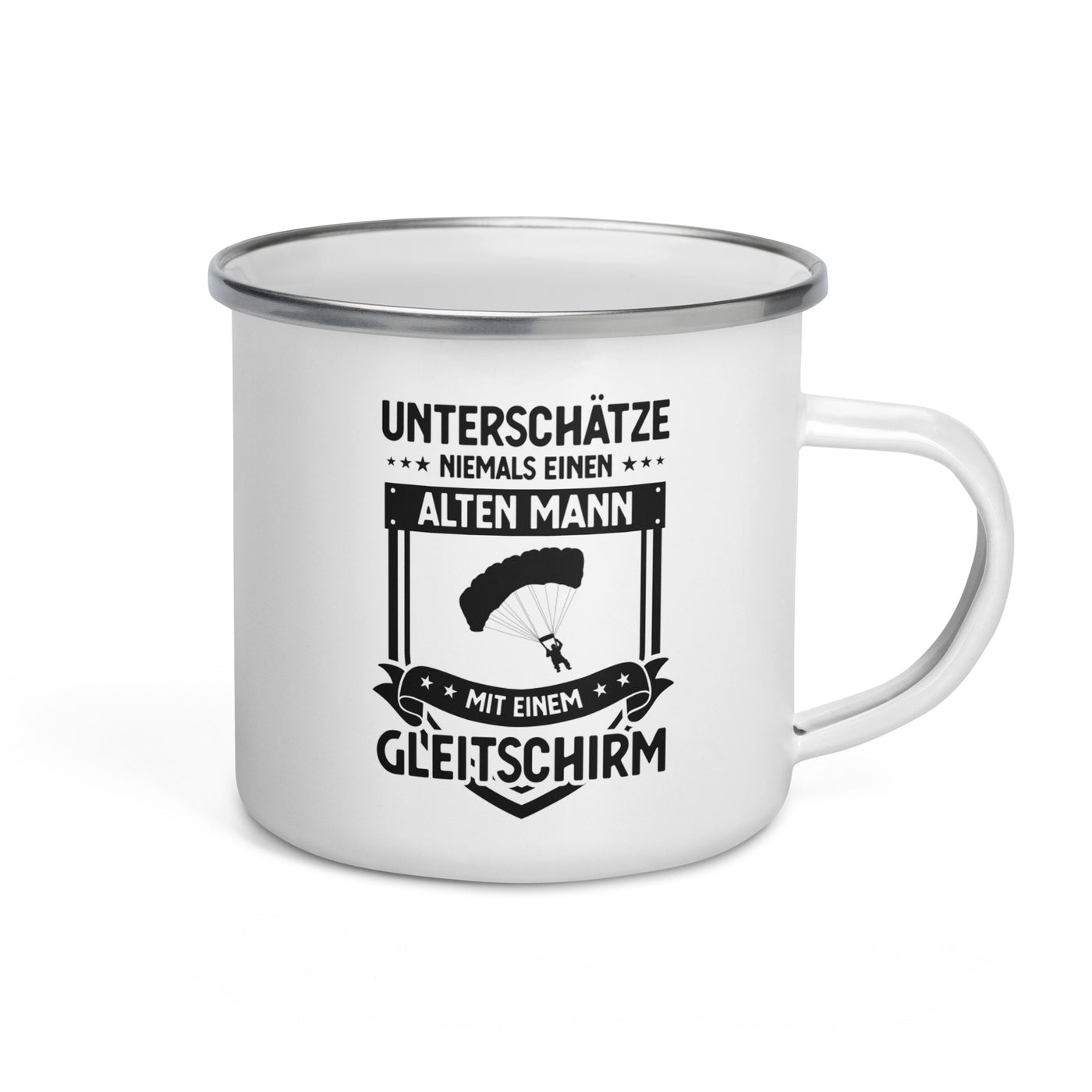 Unterschatze Niemals Einen Alten Mann Mit Einem Gleitschirm - Emaille Tasse berge Default Title