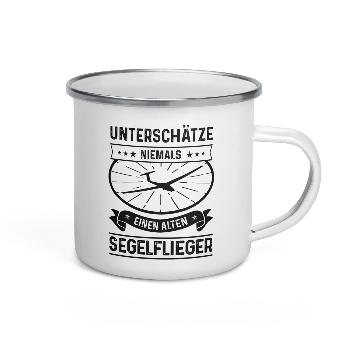 Unterschatze Niemals Einen Alten Segelflieger - Emaille Tasse berge Default Title