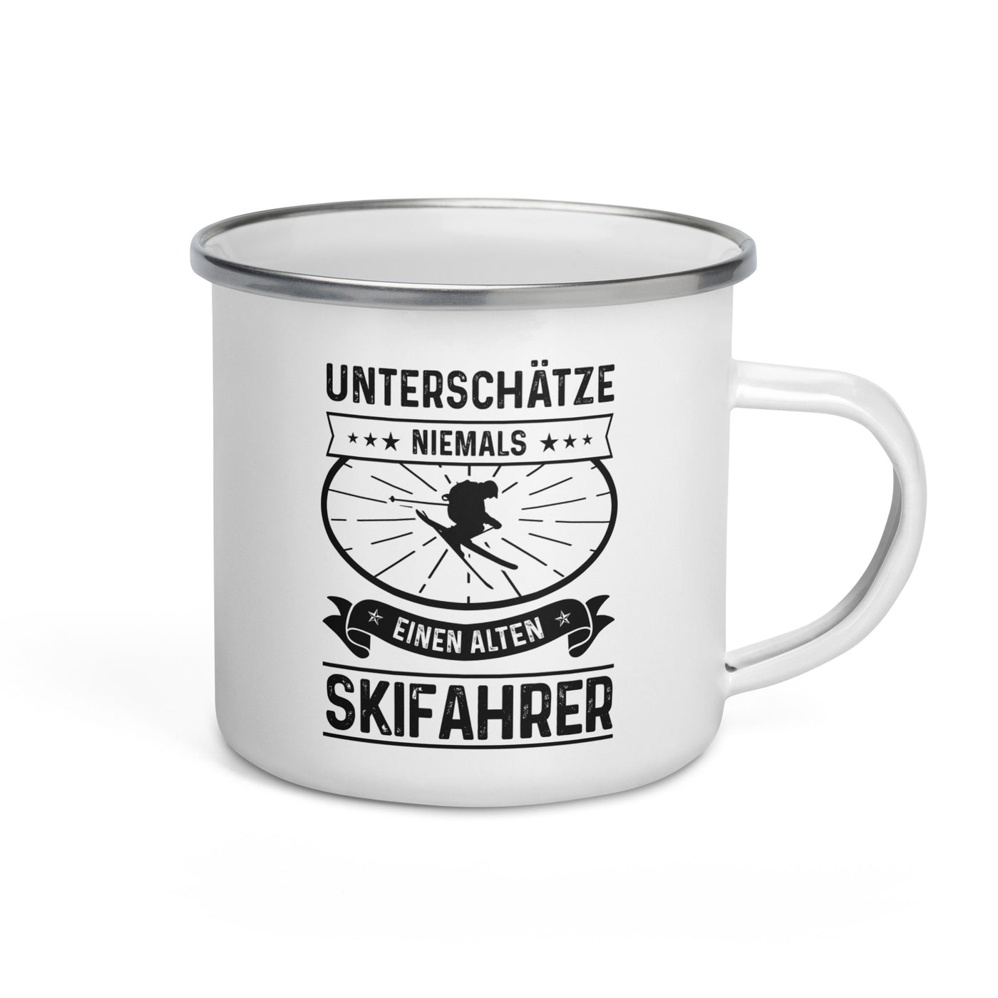 Unterschatze Niemals Einen Alten Skifahrer - Emaille Tasse ski Default Title