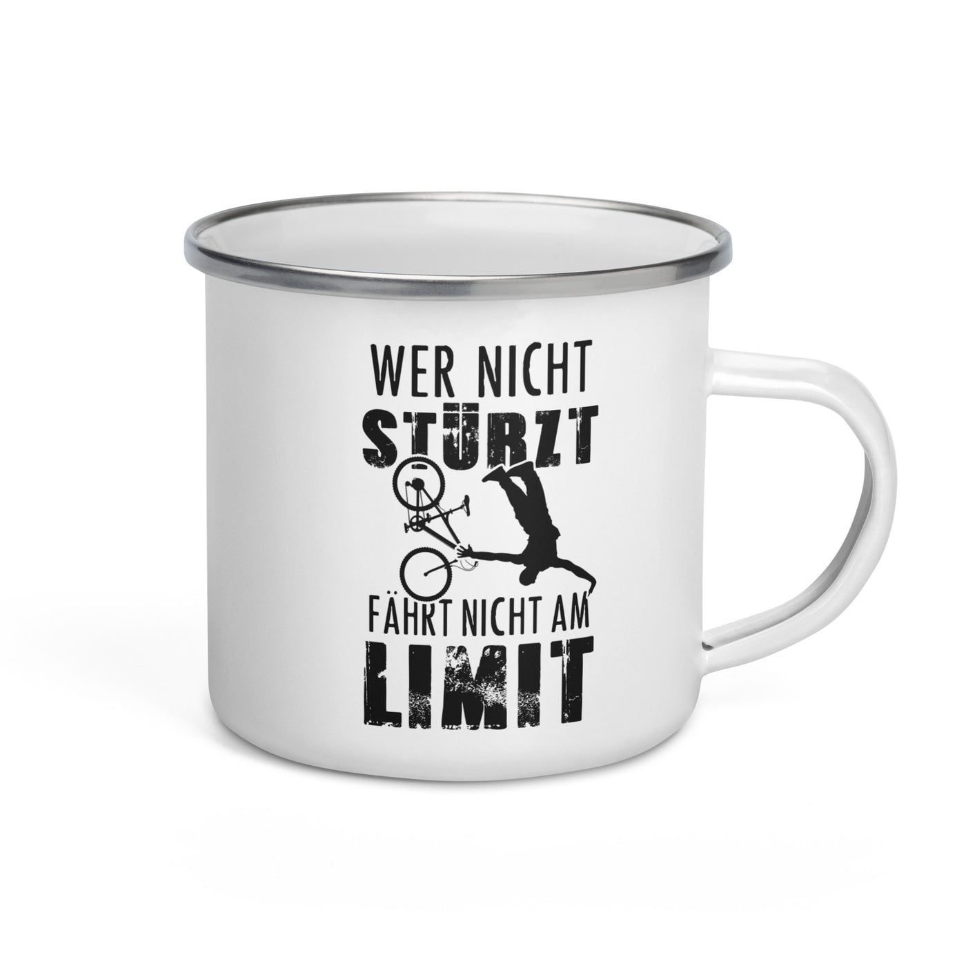 Wer Nicht Stürzt - Fährt Nicht Am Limit - Emaille Tasse mountainbike Default Title