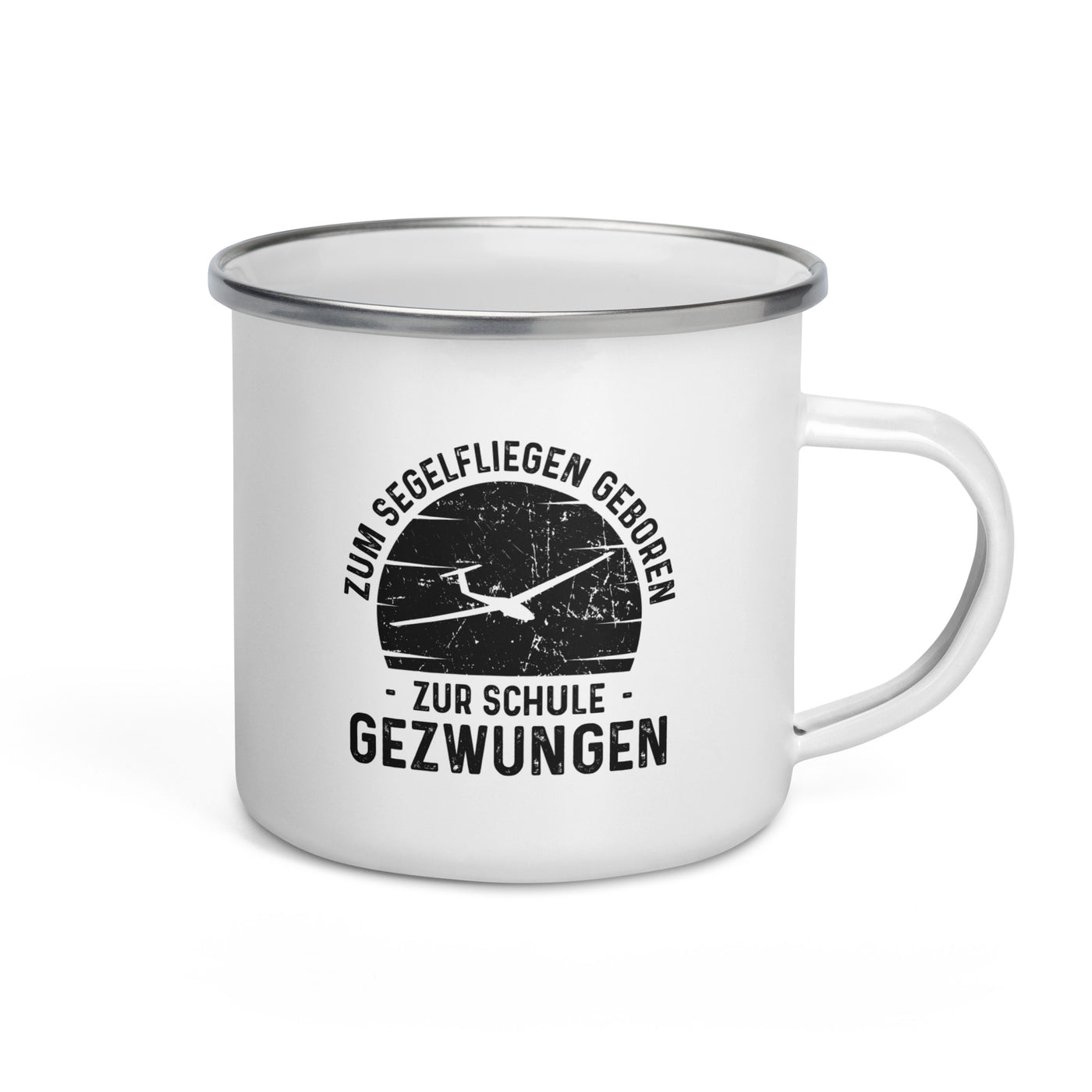 Zum Segelfliegen Geboren Zur Schule Gezwungen - Emaille Tasse berge Default Title