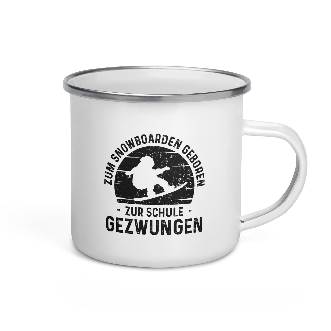 Zum Snowboarden Geboren Zur Schule Gezwungen - Emaille Tasse snowboarden Default Title