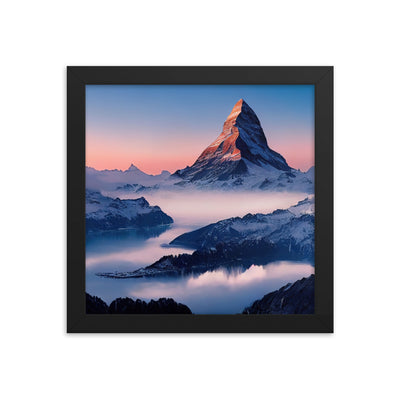 Matternhorn - Nebel - Berglandschaft - Malerei - Premium Poster mit Rahmen berge xxx 25.4 x 25.4 cm