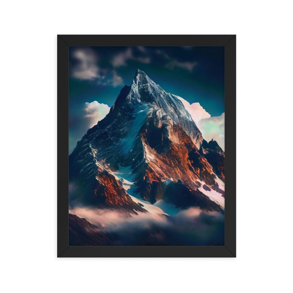 Berge und Nebel - Premium Poster mit Rahmen berge xxx Black 27.9 x 35.6 cm