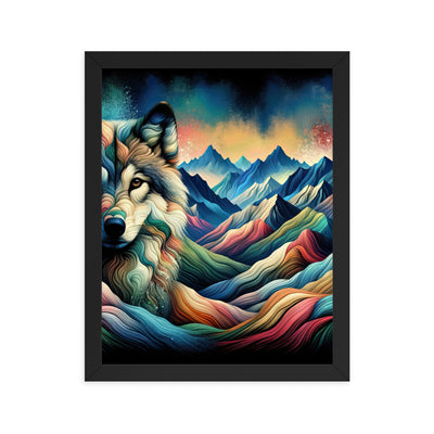 Traumhaftes Alpenpanorama mit Wolf in wechselnden Farben und Mustern (AN) - Premium Poster mit Rahmen xxx yyy zzz 27.9 x 35.6 cm