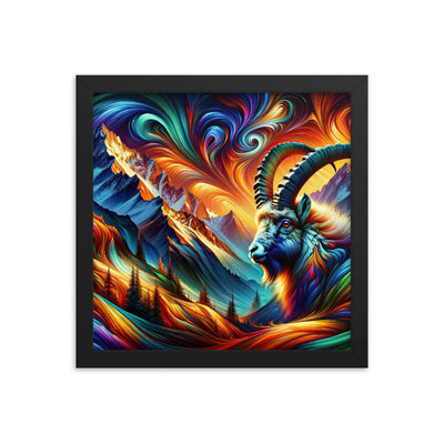 Digitale Kunst der Alpen, Landschaft mit wirbelnden, abstrakten Formen - Premium Poster mit Rahmen berge xxx yyy zzz 30.5 x 30.5 cm