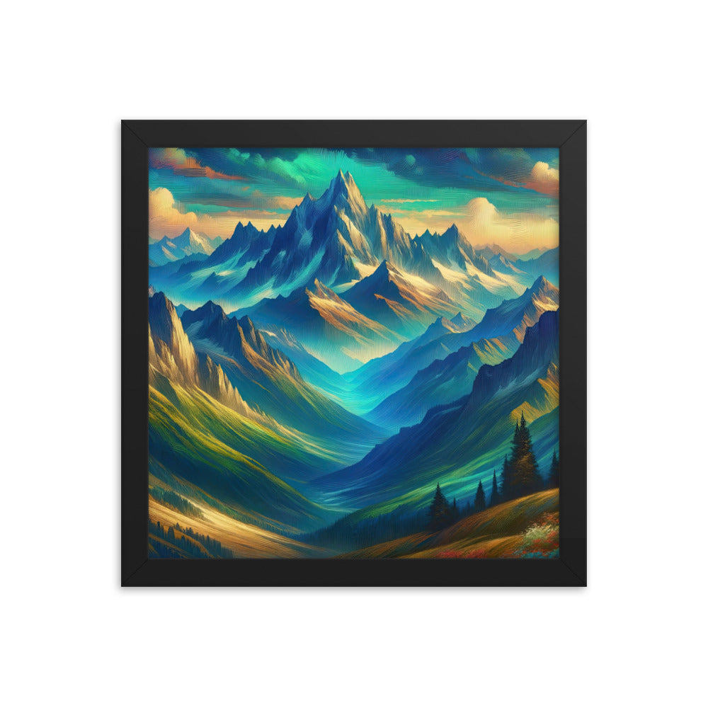 Atemberaubende alpine Komposition mit majestätischen Gipfeln und Tälern - Premium Poster mit Rahmen berge xxx yyy zzz 30.5 x 30.5 cm