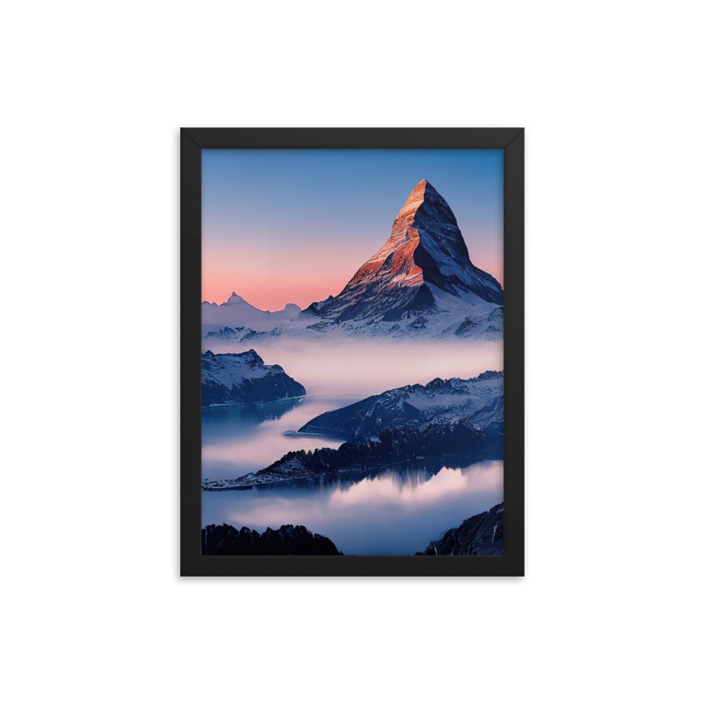 Matternhorn - Nebel - Berglandschaft - Malerei - Premium Poster mit Rahmen berge xxx 30.5 x 40.6 cm