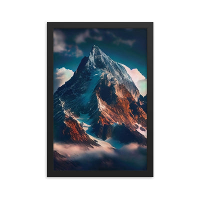 Berge und Nebel - Premium Poster mit Rahmen berge xxx Black 30.5 x 45.7 cm