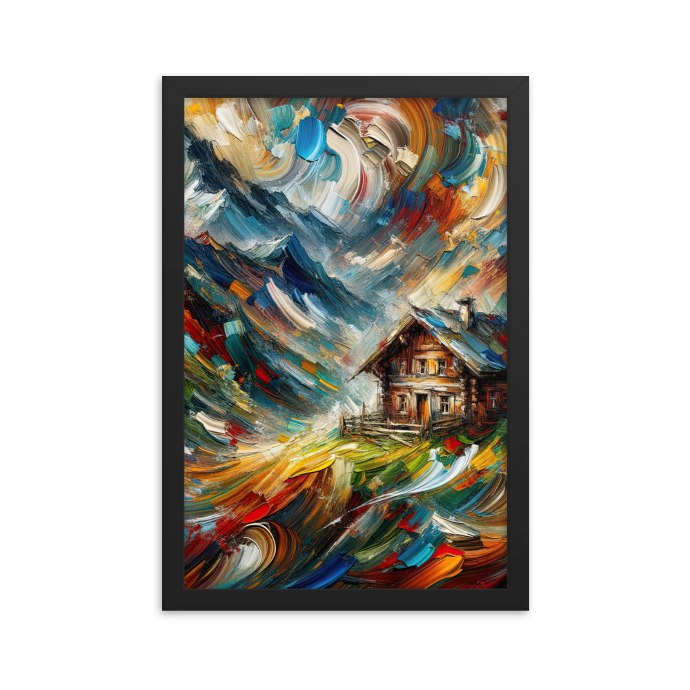 Expressionistisches Farbchaos der Alpen und Schönheit der Berge - Abstrakt - Premium Poster mit Rahmen berge xxx yyy zzz 30.5 x 45.7 cm