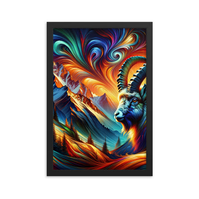Digitale Kunst der Alpen, Landschaft mit wirbelnden, abstrakten Formen - Premium Poster mit Rahmen berge xxx yyy zzz 30.5 x 45.7 cm