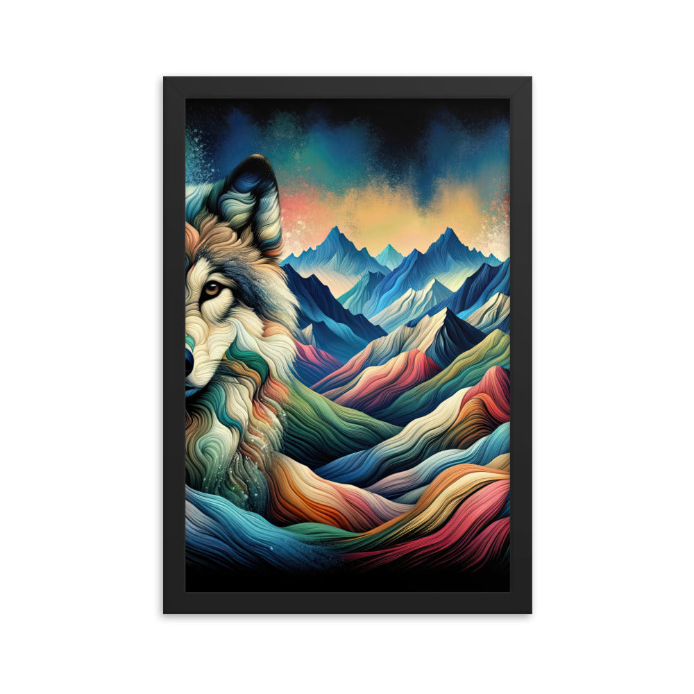 Traumhaftes Alpenpanorama mit Wolf in wechselnden Farben und Mustern (AN) - Premium Poster mit Rahmen xxx yyy zzz 30.5 x 45.7 cm