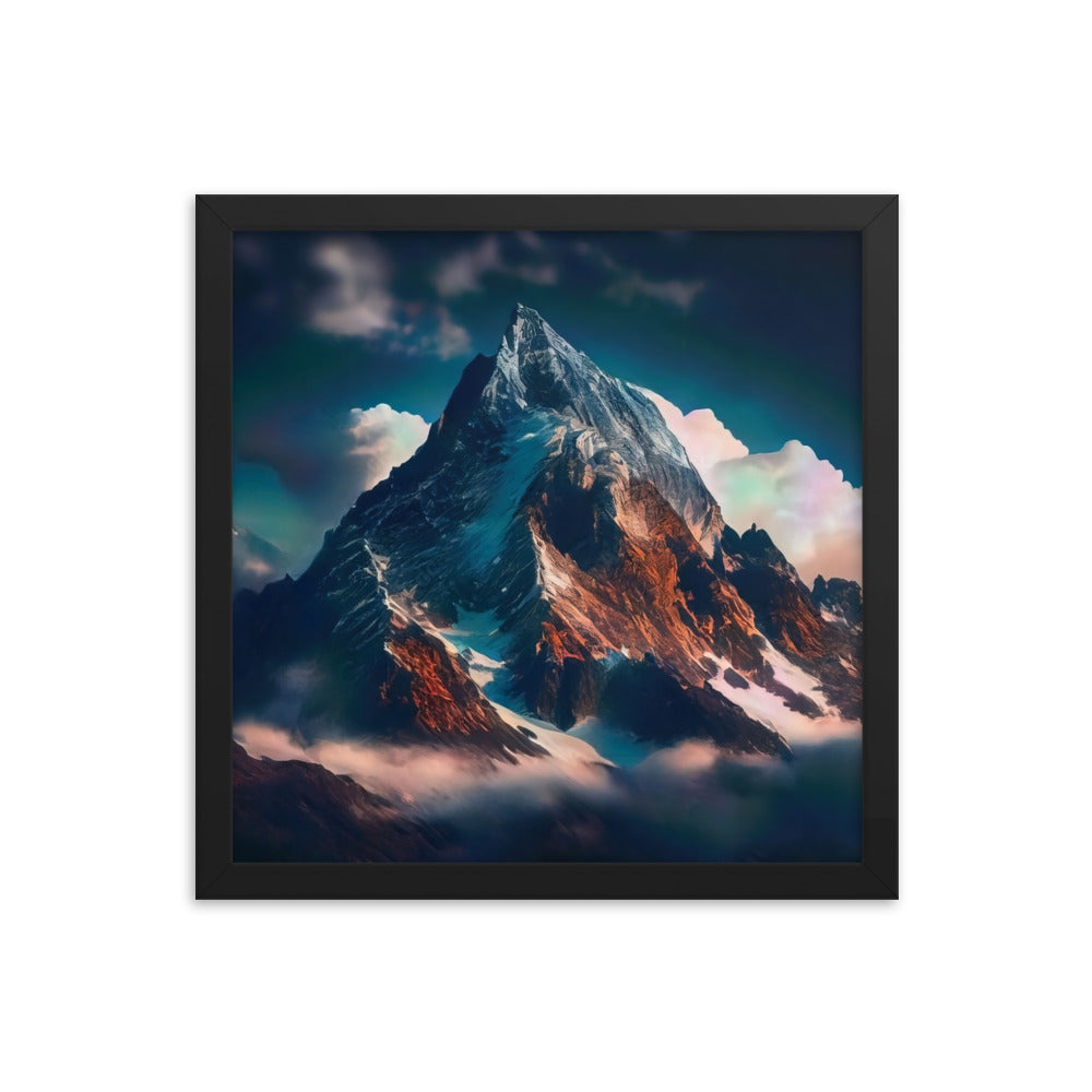 Berge und Nebel - Premium Poster mit Rahmen berge xxx Black 35.6 x 35.6 cm