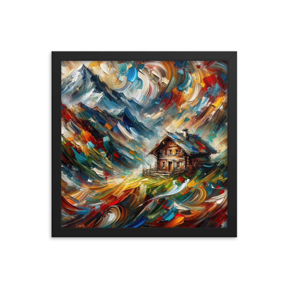 Expressionistisches Farbchaos der Alpen und Schönheit der Berge - Abstrakt - Premium Poster mit Rahmen berge xxx yyy zzz 35.6 x 35.6 cm