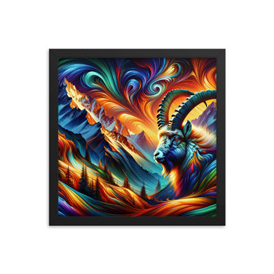 Digitale Kunst der Alpen, Landschaft mit wirbelnden, abstrakten Formen - Premium Poster mit Rahmen berge xxx yyy zzz 35.6 x 35.6 cm