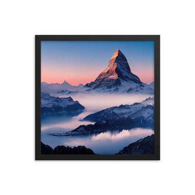 Matternhorn - Nebel - Berglandschaft - Malerei - Premium Poster mit Rahmen berge xxx 40.6 x 40.6 cm