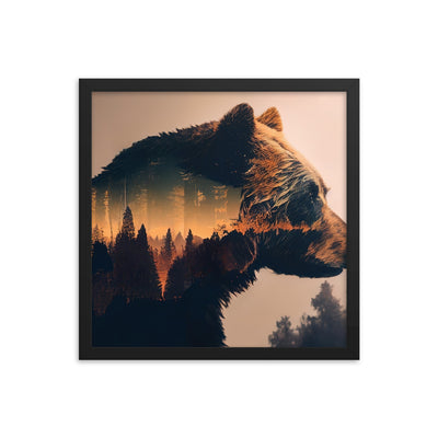 Bär und Bäume Illustration - Premium Poster mit Rahmen camping xxx 40.6 x 40.6 cm