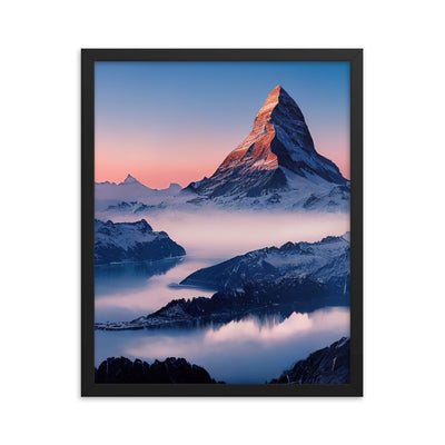 Matternhorn - Nebel - Berglandschaft - Malerei - Premium Poster mit Rahmen berge xxx 40.6 x 50.8 cm