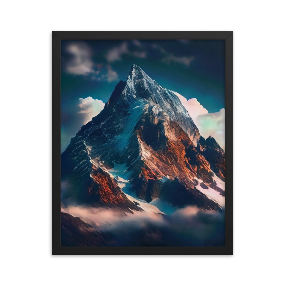 Berge und Nebel - Premium Poster mit Rahmen berge xxx Black 40.6 x 50.8 cm