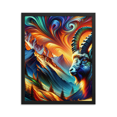 Digitale Kunst der Alpen, Landschaft mit wirbelnden, abstrakten Formen - Premium Poster mit Rahmen berge xxx yyy zzz 40.6 x 50.8 cm
