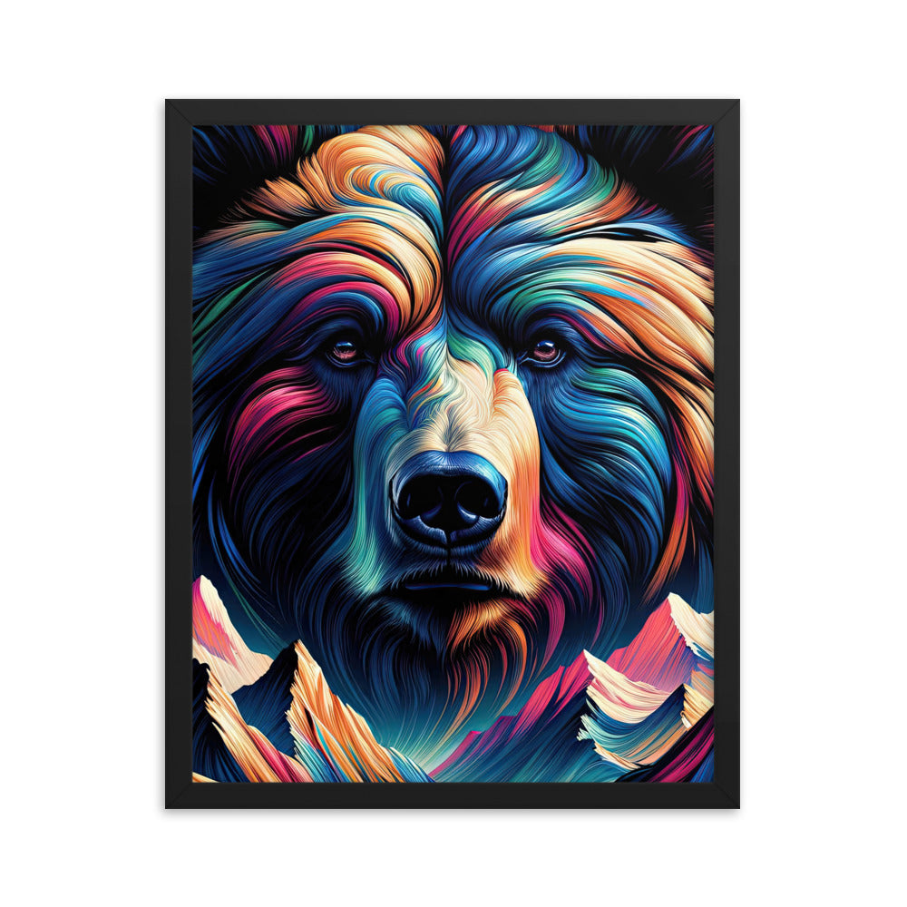 Majestätischer Bär vor Schweizer Alpen in abstrakter Kunst - Premium Poster mit Rahmen camping xxx yyy zzz 40.6 x 50.8 cm