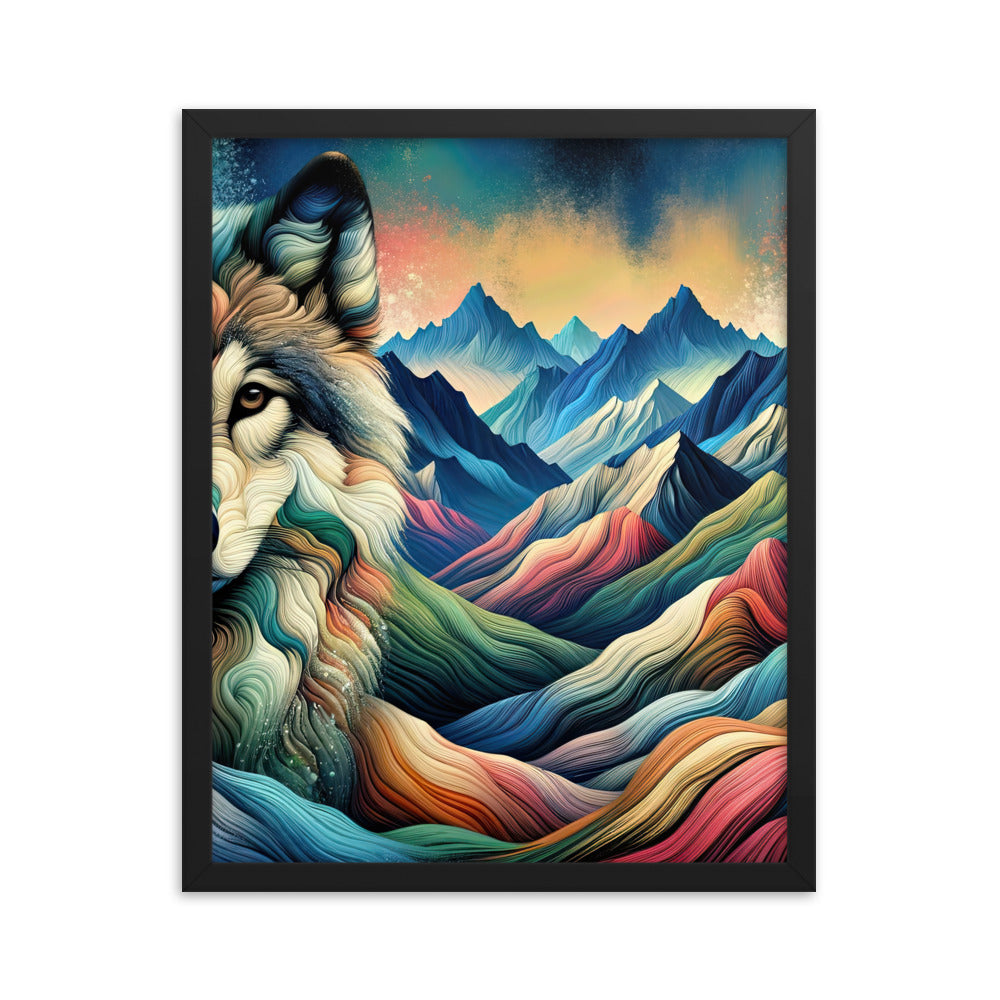 Traumhaftes Alpenpanorama mit Wolf in wechselnden Farben und Mustern (AN) - Premium Poster mit Rahmen xxx yyy zzz 40.6 x 50.8 cm