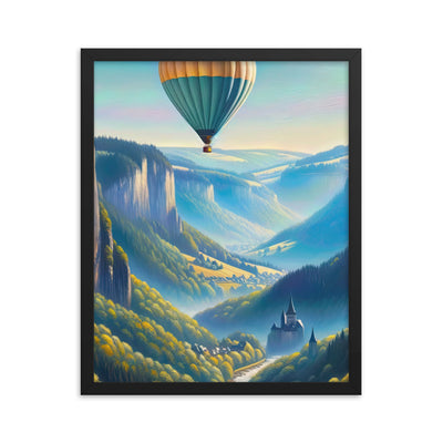 Ölgemälde einer ruhigen Szene in Luxemburg mit Heißluftballon und blauem Himmel - Premium Poster mit Rahmen berge xxx yyy zzz 40.6 x 50.8 cm