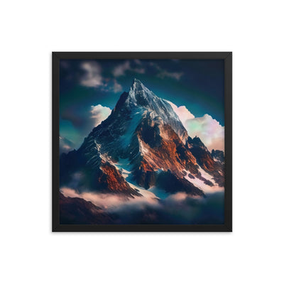 Berge und Nebel - Premium Poster mit Rahmen berge xxx Black 45.7 x 45.7 cm