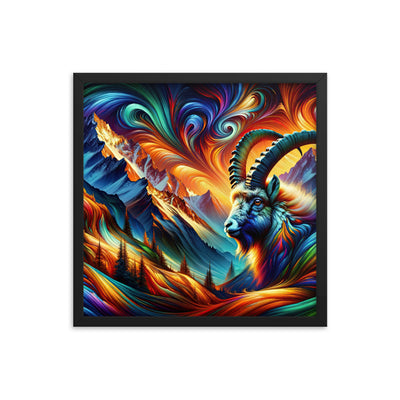 Digitale Kunst der Alpen, Landschaft mit wirbelnden, abstrakten Formen - Premium Poster mit Rahmen berge xxx yyy zzz 45.7 x 45.7 cm
