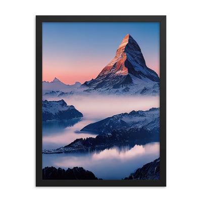 Matternhorn - Nebel - Berglandschaft - Malerei - Premium Poster mit Rahmen berge xxx 45.7 x 61 cm