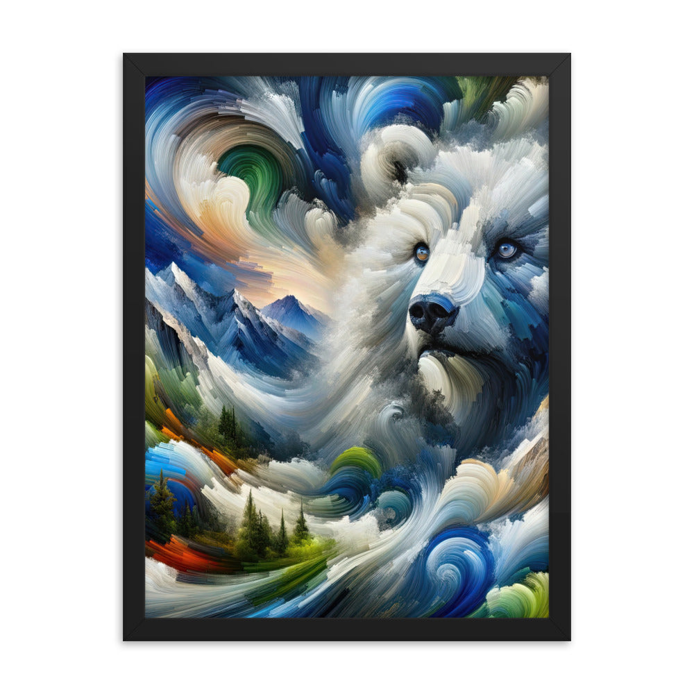 Abstrakte Alpen & Eisbär Kunst in dynamischen Farben - Premium Poster mit Rahmen camping xxx yyy zzz 45.7 x 61 cm