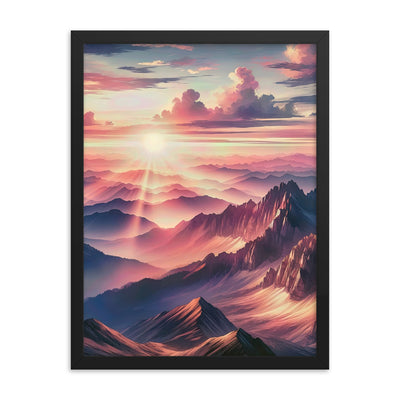 Schöne Berge bei Sonnenaufgang: Malerei in Pastelltönen - Premium Poster mit Rahmen berge xxx yyy zzz 45.7 x 61 cm