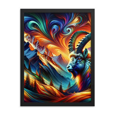 Digitale Kunst der Alpen, Landschaft mit wirbelnden, abstrakten Formen - Premium Poster mit Rahmen berge xxx yyy zzz 45.7 x 61 cm