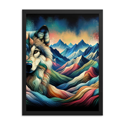 Traumhaftes Alpenpanorama mit Wolf in wechselnden Farben und Mustern (AN) - Premium Poster mit Rahmen xxx yyy zzz 45.7 x 61 cm