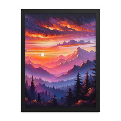 Ölgemälde der Alpenlandschaft im ätherischen Sonnenuntergang, himmlische Farbtöne - Premium Poster mit Rahmen berge xxx yyy zzz 45.7 x 61 cm