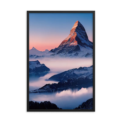 Matternhorn - Nebel - Berglandschaft - Malerei - Premium Poster mit Rahmen berge xxx 61 x 91.4 cm