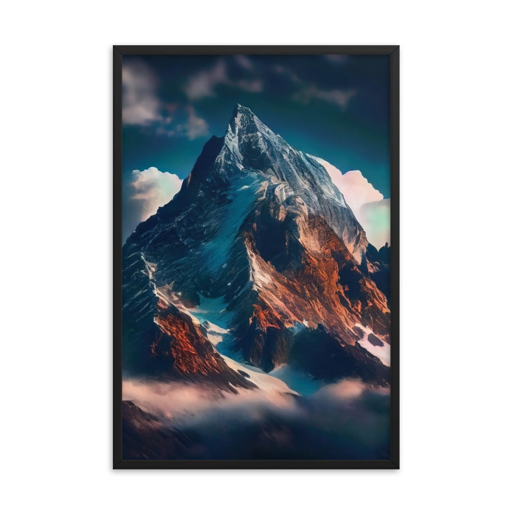 Berge und Nebel - Premium Poster mit Rahmen berge xxx Black 61 x 91.4 cm