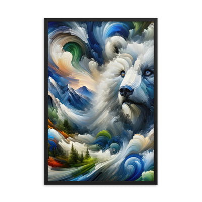 Abstrakte Alpen & Eisbär Kunst in dynamischen Farben - Premium Poster mit Rahmen camping xxx yyy zzz 61 x 91.4 cm