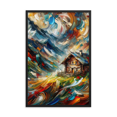 Expressionistisches Farbchaos der Alpen und Schönheit der Berge - Abstrakt - Premium Poster mit Rahmen berge xxx yyy zzz 61 x 91.4 cm