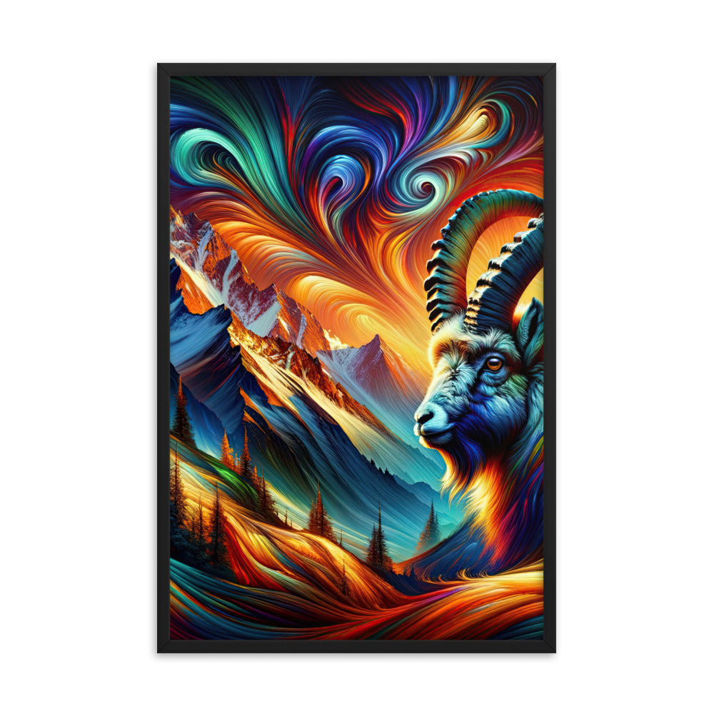Digitale Kunst der Alpen, Landschaft mit wirbelnden, abstrakten Formen - Premium Poster mit Rahmen berge xxx yyy zzz 61 x 91.4 cm
