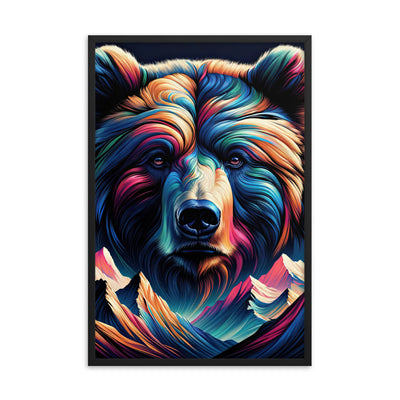 Majestätischer Bär vor Schweizer Alpen in abstrakter Kunst - Premium Poster mit Rahmen camping xxx yyy zzz 61 x 91.4 cm