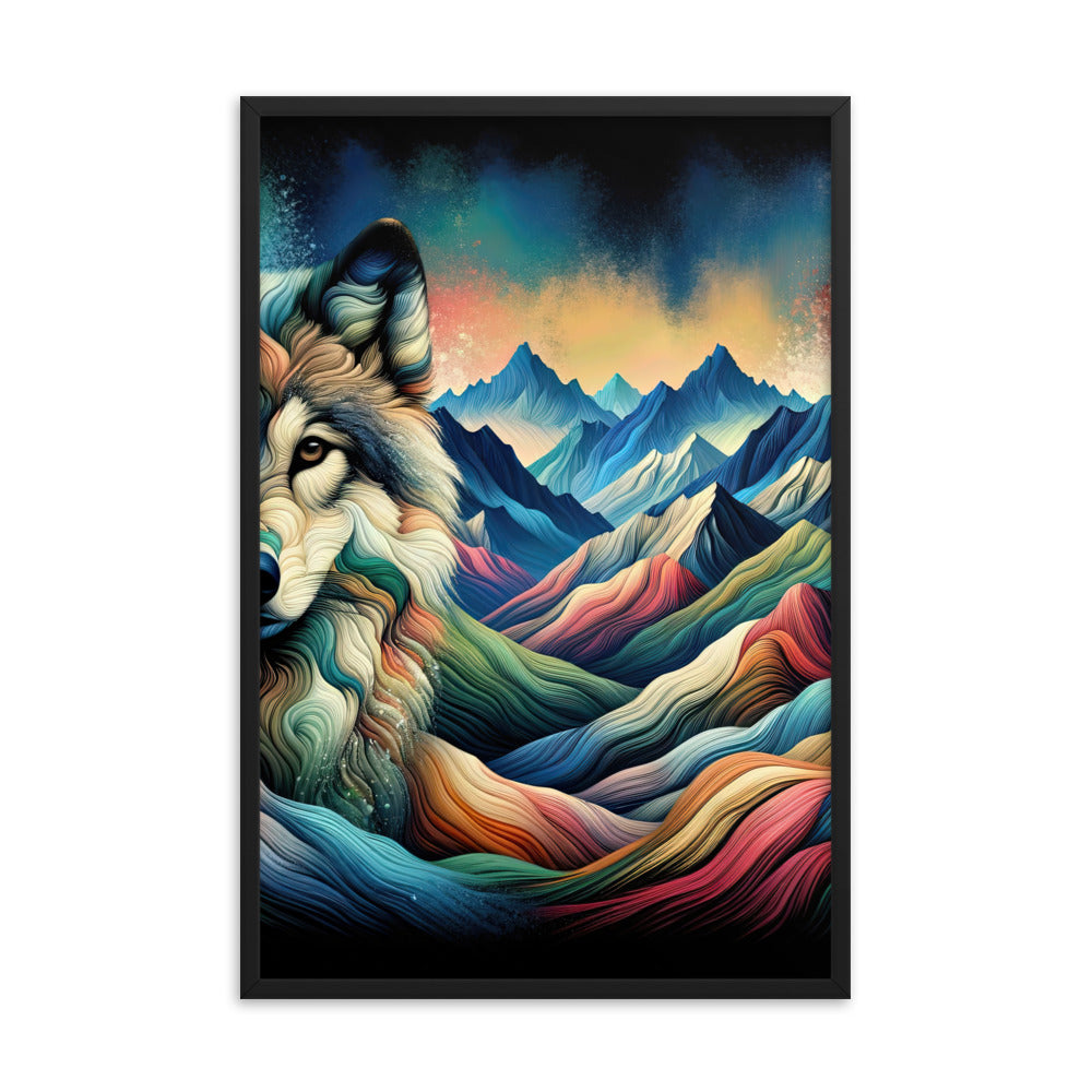 Traumhaftes Alpenpanorama mit Wolf in wechselnden Farben und Mustern (AN) - Premium Poster mit Rahmen xxx yyy zzz 61 x 91.4 cm