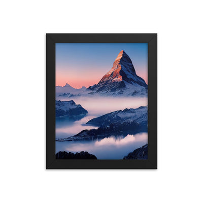 Matternhorn - Nebel - Berglandschaft - Malerei - Premium Poster mit Rahmen berge xxx 20.3 x 25.4 cm