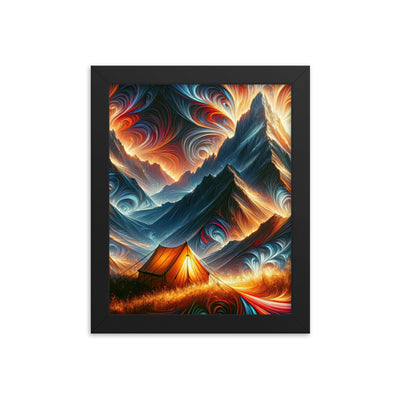 Abstrakte Kunst der Alpen, wo die Berge mit dynamischen Farben und Mustern pulsieren und eine Szene Energie schaffen - Enhanced Matte camping xxx yyy zzz 20.3 x 25.4 cm