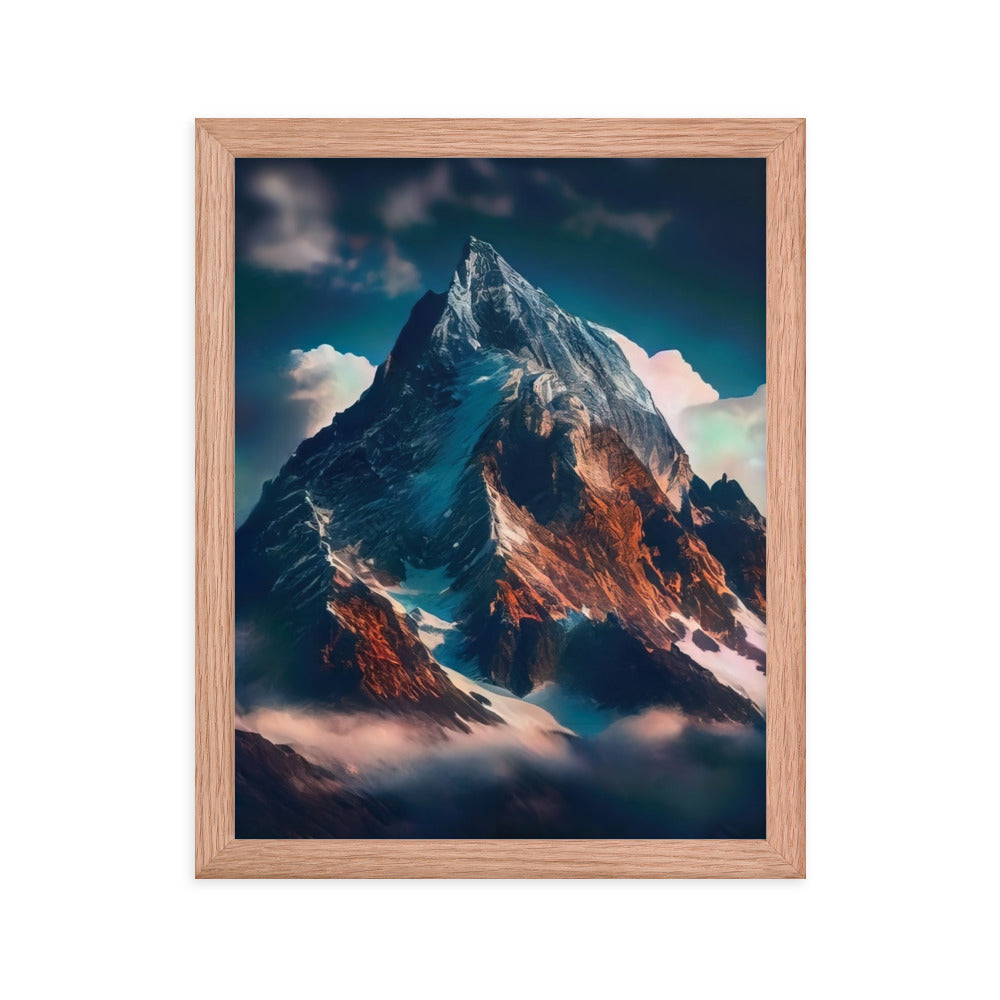 Berge und Nebel - Premium Poster mit Rahmen berge xxx Red Oak 27.9 x 35.6 cm