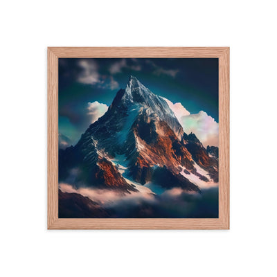 Berge und Nebel - Premium Poster mit Rahmen berge xxx Red Oak 30.5 x 30.5 cm