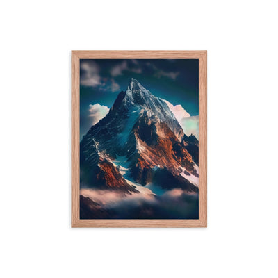 Berge und Nebel - Premium Poster mit Rahmen berge xxx Red Oak 30.5 x 40.6 cm