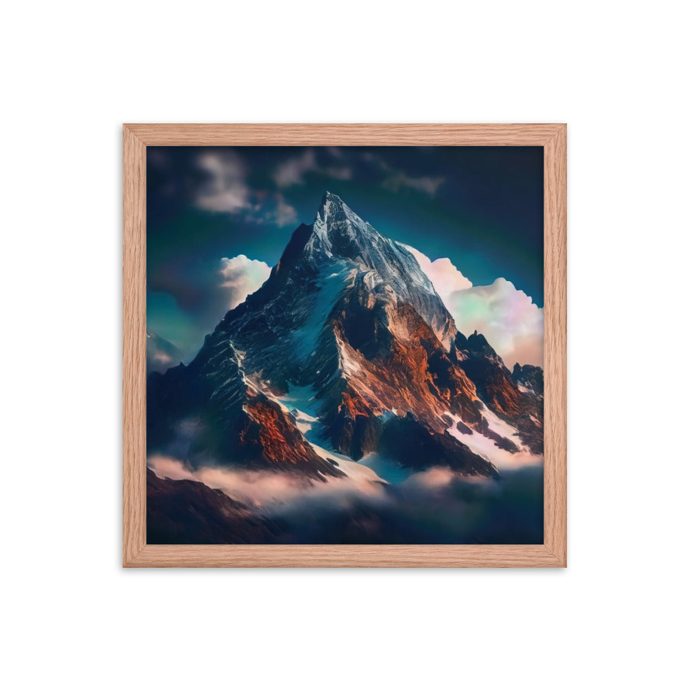 Berge und Nebel - Premium Poster mit Rahmen berge xxx Red Oak 35.6 x 35.6 cm