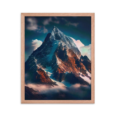 Berge und Nebel - Premium Poster mit Rahmen berge xxx Red Oak 40.6 x 50.8 cm